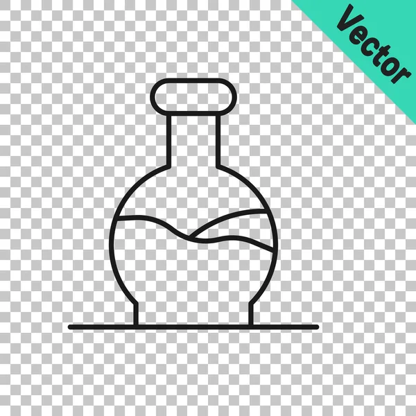 Schwarzer Strich Reagenzglas und Kolben chemischen Labortest Symbol isoliert auf transparentem Hintergrund. Laborgläser. Vektor — Stockvektor