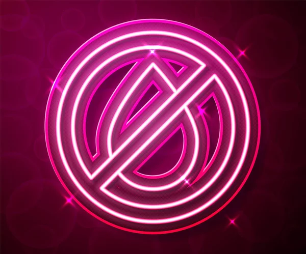 Parlayan neon hattı kırmızı arka planda izole edilmiş yasak ikon. Su işareti yok. Vektör