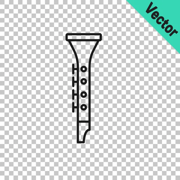 Icono de Clarinete de línea negra aislado sobre fondo transparente. Instrumento musical. Vector — Archivo Imágenes Vectoriales