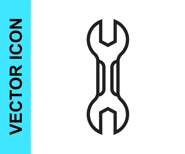 Schwarze Linie Schraubenschlüssel Symbol isoliert auf weißem Hintergrund. Schlüsselreparaturwerkzeug. Service-Tool-Symbol. Vektor — Stockvektor
