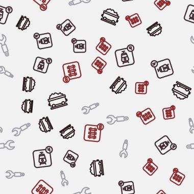 Kömür treni vagonuna İngiliz anahtarı rezervasyonu ve pürüzsüz şablona ayarlayın. Vektör.