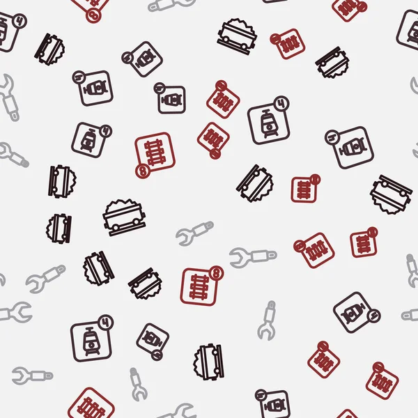 Kömür treni vagonuna İngiliz anahtarı rezervasyonu ve pürüzsüz şablona ayarlayın. Vektör.