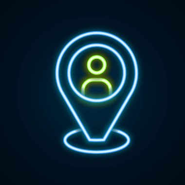 Parlayan neon hattı Taksi istemcisi simgesi siyah arkaplanda izole edildi. Renkli taslak konsepti. Vektör