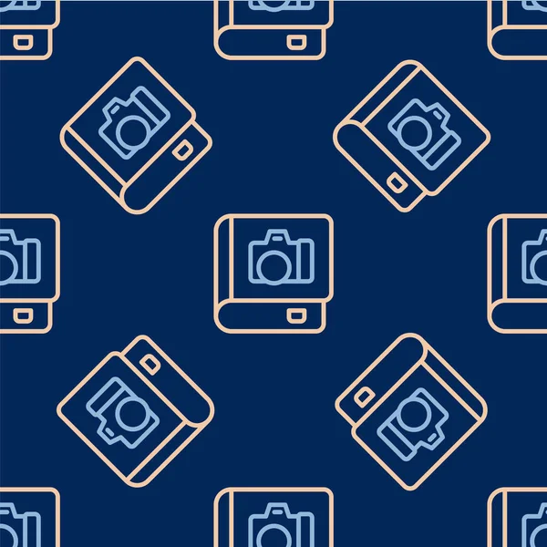 Satır Fotoğrafı albüm galerisi simgesi mavi arkaplanda izole edilmiş kusursuz desen. Vektör