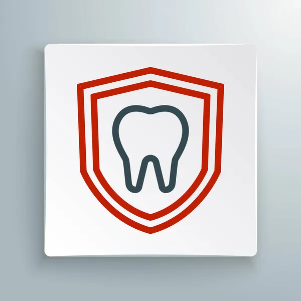 Линия Стоматологическая защита значок изолирован на белом фоне. Логотип зуба на щите. Красочная концепция контура. Вектор — стоковый вектор