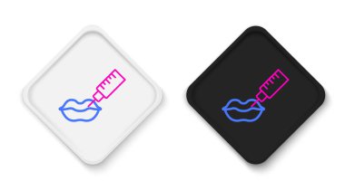 Satır Lip artırma simgesi beyaz arkaplanda izole edildi. Hyaluronik asit dudak enjeksiyonu. Estetik ameliyat. Renkli taslak konsepti. Vektör