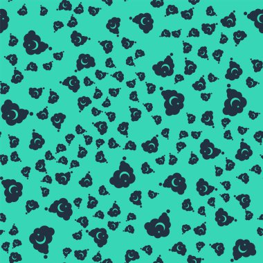 Siyah Rüyalar simgesi yeşil arkaplanda izole edilmiş kusursuz desen. Uyku, dinlenme, rüya kavramı. Dinlenmek ve rahatlamak için. Vektör