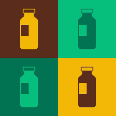 Renkli arka planda izole edilmiş bir şişe su ikonu. Soda su içme tabelası. Vektör