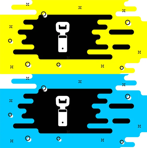 Icono de abrebotellas blanco aislado sobre fondo negro. Vector — Vector de stock