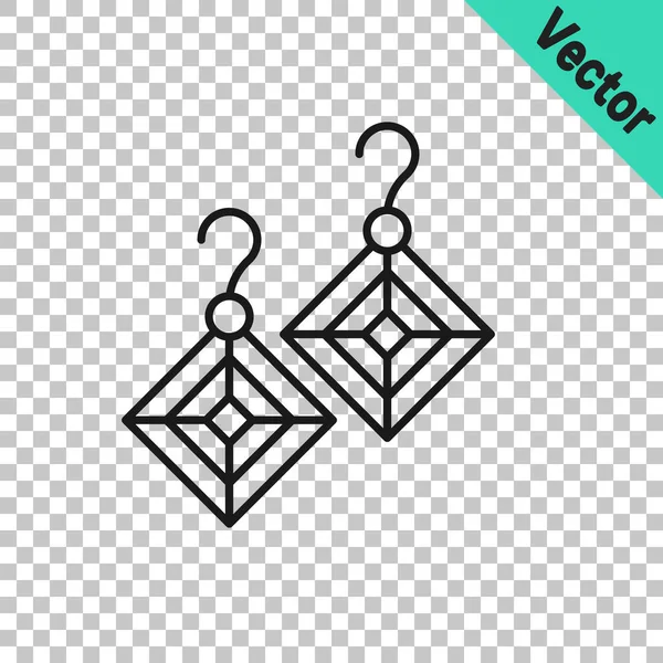 Pendientes de línea negra icono aislado sobre fondo transparente. Accesorios de joyería. Vector — Vector de stock