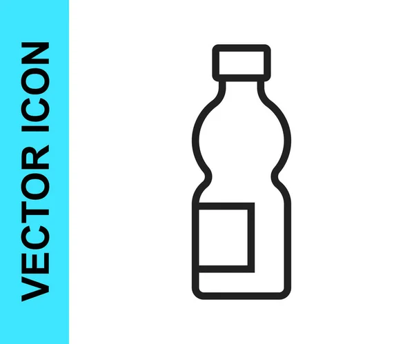 Schwarze Linie Flasche Wasser Symbol isoliert auf weißem Hintergrund. Soda Aqua Drink Zeichen. Vektor — Stockvektor