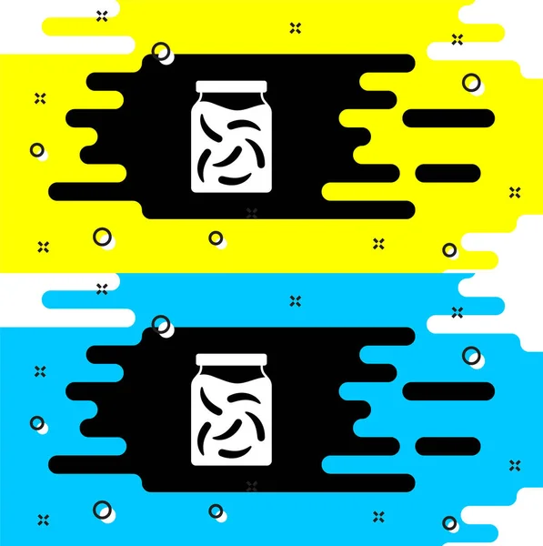 Pepinos em conserva brancos em um ícone de jarra isolado no fundo preto. Vetor —  Vetores de Stock