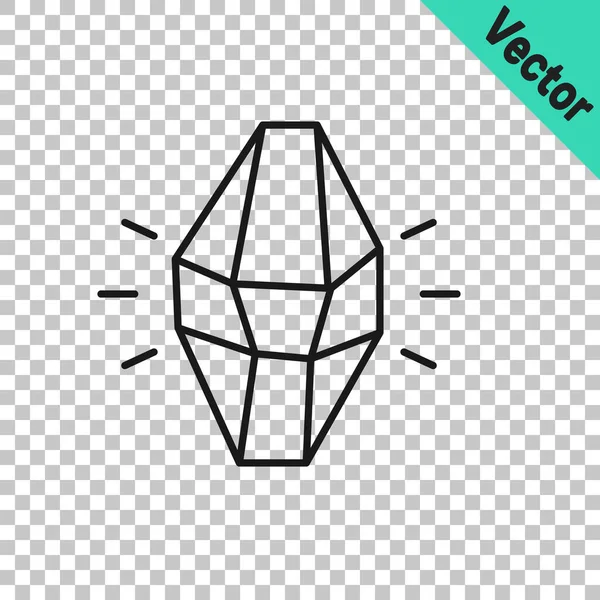Schwarze Linie Magisches Stein-Symbol isoliert auf transparentem Hintergrund. Fantasiekristall. Schmuck Juwel für Spiel. Vektor — Stockvektor