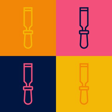 Ahşap simge için keski aracı renk arkaplanında izole edildi. Vektör