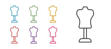 Manken simgesini beyaz arkaplanda izole et. Terzi mankeni. Simgeleri renklendirin. Vektör