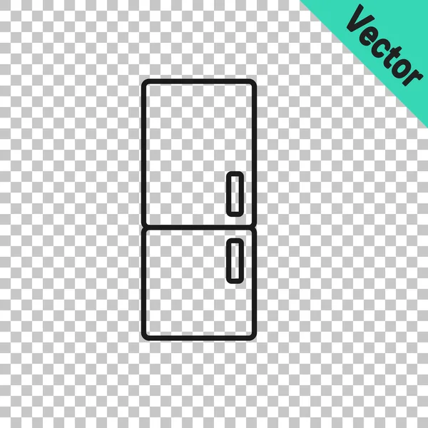 Schwarze Linie Kühlschrank Symbol isoliert auf transparentem Hintergrund. Kühlschrank mit Gefrierfach Kühlschrank. Haushaltstechnologie und Haushaltsgeräte. Vektor — Stockvektor