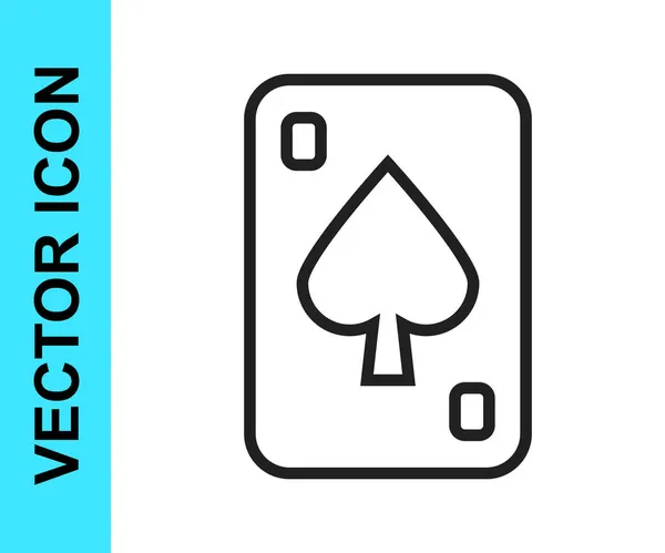 Linha preta Ícone de cartas de jogo isolado no fundo branco. Jogo de casino. Vetor — Vetor de Stock