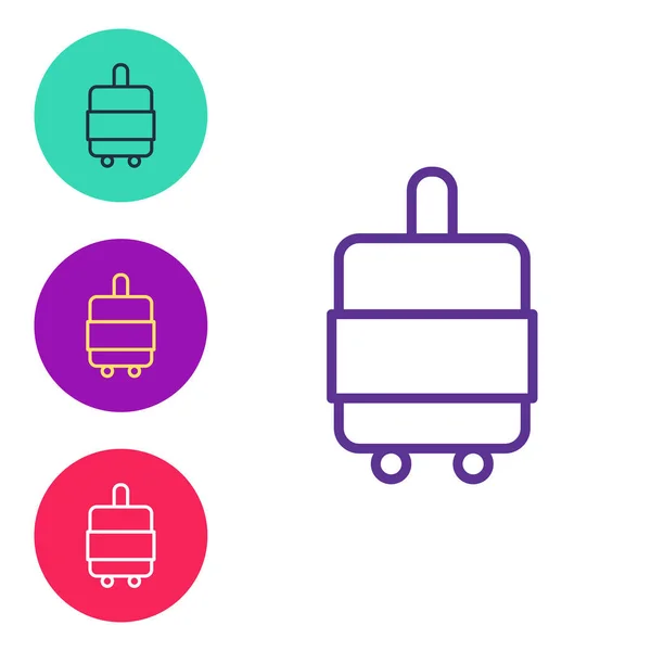 Définir la ligne Valise pour icône de voyage isolée sur fond blanc. Panneau des bagages de voyage. Icône bagages de voyage. Définir des icônes colorées. Vecteur — Image vectorielle
