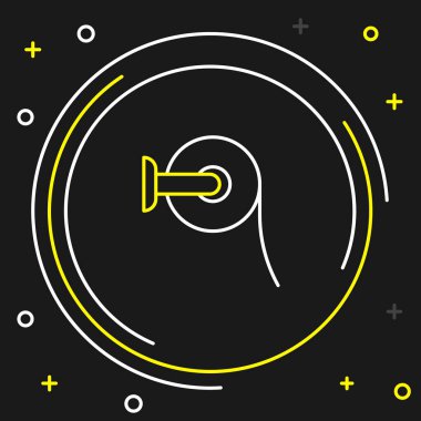 Çizgi Tuvalet kağıdı rulosu simgesi siyah arkaplanda izole edildi. Renkli taslak konsepti. Vektör