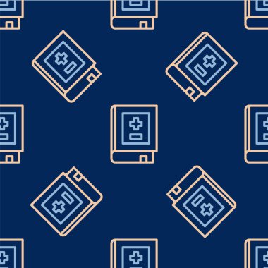 Matematik ikonuna sahip çizgi kitabı mavi arkaplanda izole edilmiş kusursuz desen. Matematik kitabı. Okula geri dönmekle ilgili eğitim konsepti. Vektör