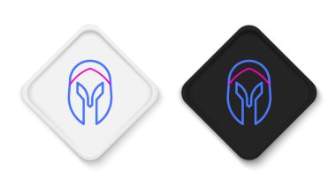 Ortaçağ demir miğferi beyaz arka planda izole edilmiş kafa koruma ikonu. Şövalye miğferi Renkli taslak konsepti. Vektör