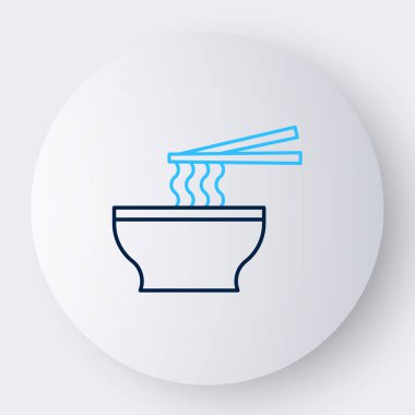 Tabaktaki Asya erişteleri ve beyaz arka planda izole edilmiş yemek çubukları. Sokak yemeği. Kore, Japon, Çin yemekleri. Renkli taslak konsepti. Vektör