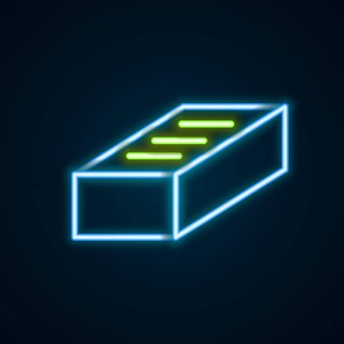 Parlayan neon hattı Brick simgesi siyah arkaplanda izole edildi. Renkli taslak konsepti. Vektör