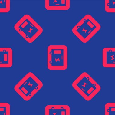 Kırmızı Elektrik paneli simgesi mavi arkaplandaki kusursuz deseni izole etti. Vektör