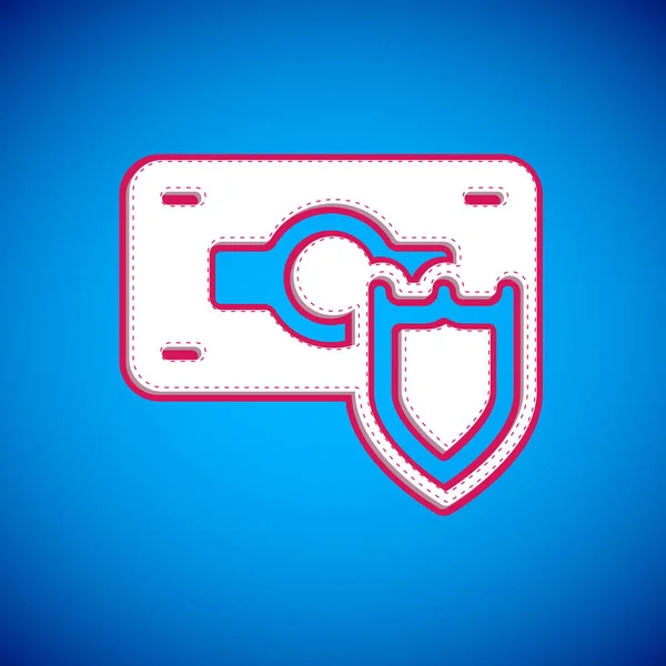 White Money Shield Icon Isolated Blue Background Insurance Concept Security — Stock Vector