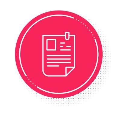 Beyaz çizgi simgesini beyaz arkaplanda izole et. Özgeçmiş başvurusu. Profesyonel personel aranıyor. Personel analizi devam ediyor. Kırmızı daire düğmesi. Vektör