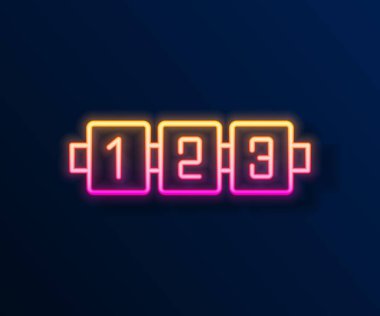 Siyah arka planda izole edilmiş anaokulu çocukları için parlak neon hattı Eğitim mantık oyunu. Çocuk faaliyet listesi. Küplerin sayısını say. Vektör