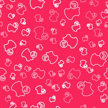 Beyaz çizgi deri ikonu kırmızı arkaplanda izole edilmiş pürüzsüz desen. Vektör