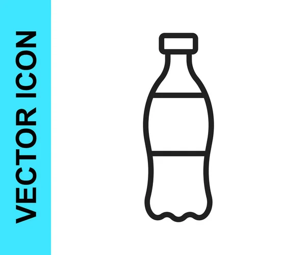 Черная Линия Бутылка Воды Иконка Изолированы Белом Фоне Знак Напитка — стоковый вектор