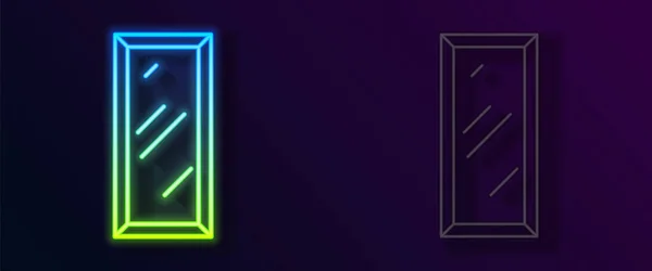 Leuchtende Neon Linie Großer Ganzkörperspiegel Für Schlafzimmer Geschäfte Backstage Symbol — Stockvektor