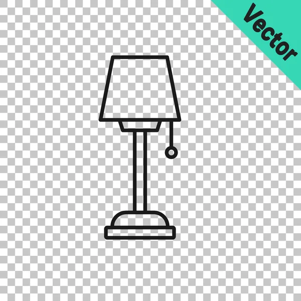 Schwarze Linie Stehlampe Symbol Isoliert Auf Transparentem Hintergrund Vektor — Stockvektor