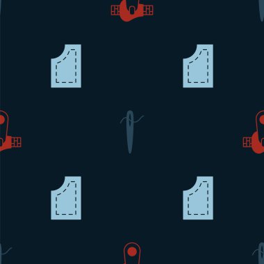 Fermuarı, iğneyi iplik ve dikiş desenleriyle dikmek için kusursuz desene ayarlayın. Vektör