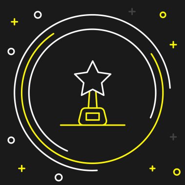 Çizgi Film ödülü simgesi siyah arkaplanda izole edildi. Akademi ödülü ikonu. Filmler ve sinema sembolü. Renkli taslak konsepti. Vektör