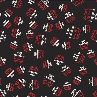 Çizgi Keki simgesi siyah arkaplanda izole edilmiş kusursuz desen. Doğum günün kutlu olsun. Vektör