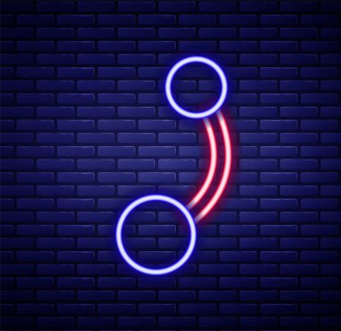 Parlayan neon çizgisi delme simgesi tuğla duvar arka planında izole edildi. Renkli taslak konsepti. Vektör