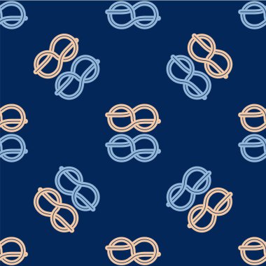 Çizgi Denizcilik halat düğümleri ikon mavi arkaplanda izole edilmiş pürüzsüz desen. İp düğümlendi. Vektör