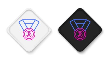 Beyaz arkaplanda çizgi madalyası simgesi izole edildi. Kazanan sembol. Renkli taslak konsepti. Vektör