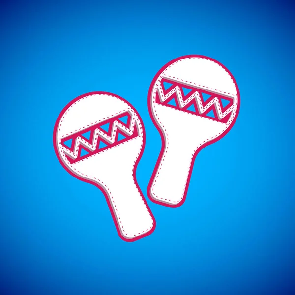 Icono Blanco Maracas Aislado Sobre Fondo Azul Instrumento Música Maracas — Vector de stock