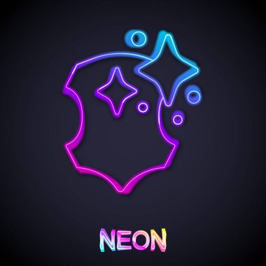 Parlayan neon çizgisi simgesi siyah arkaplanda izole edildi. Vektör