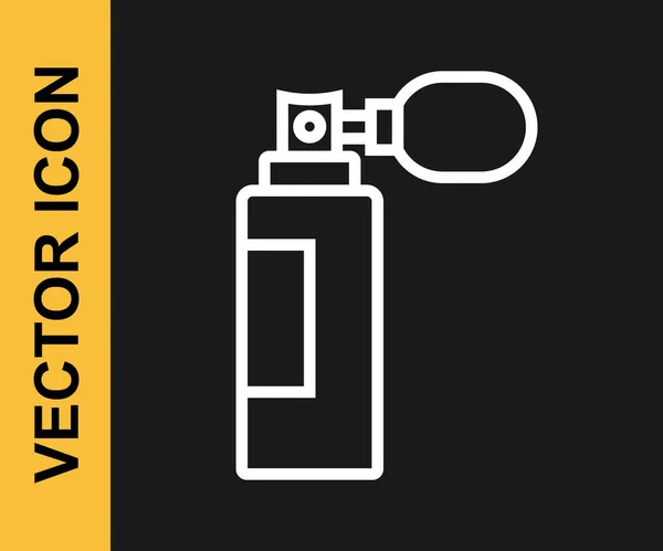 Línea Blanca Icono Perfume Aislado Sobre Fondo Negro Vector — Vector de stock