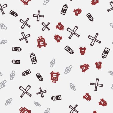 Hat çizgisi fitness karıştırıcı, çapraz beyzbol sopası, kalbi olan akıllı saat ve kusursuz desenli Stopwatch. Vektör