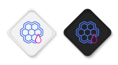 Beyaz arkaplanda çizgi bal peteği simgesi izole edildi. Bal hücrelerinin sembolü. Tatlı doğal yemek. Renkli taslak konsepti. Vektör