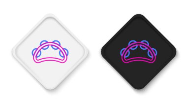 Çizgi müzik aleti perküsyon tef, metal plaka ikonu beyaz arka planda izole. Renkli taslak konsepti. Vektör