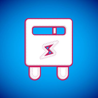 Mavi arkaplanda beyaz elektrik sayacı simgesi izole edildi. Vektör