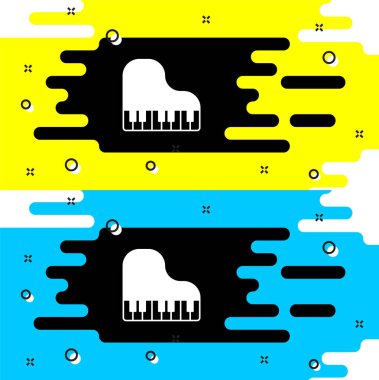 Beyaz Grand piyano ikonu siyah arkaplanda izole edilmiş. Müzik aleti. Vektör