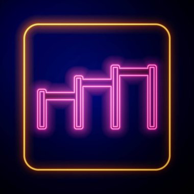 Siyah arkaplanda parlayan neon spor yatay bar simgesi izole edildi. Vektör